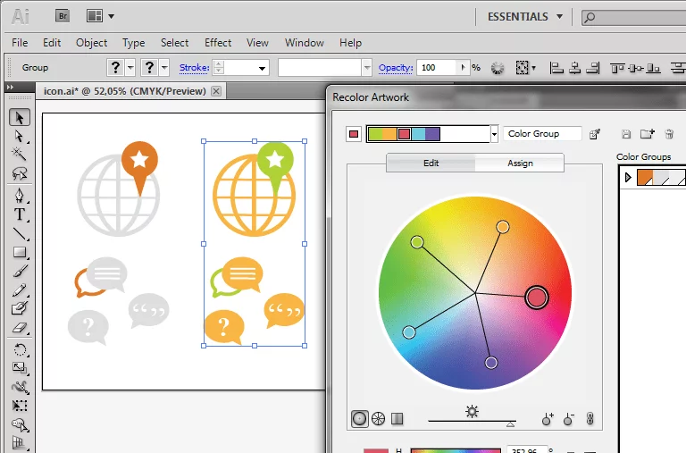 Illustrator Icon Design Tutorial Recolor Icons