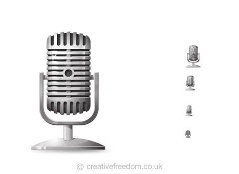 Free Microphone Icon, could be used to represent Record, Music, or Mic icon.