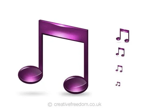 Free Musical Note Icon, could be used to represent Listen, Music, or Media icon.