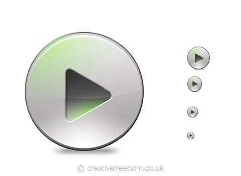 Free Play Button Icon, could be used to represent Play Music or Multimedia icon.