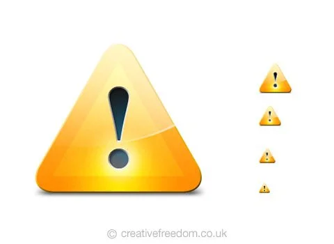 Free Warning Icon, could be used to represent Danger, or Alert icon.