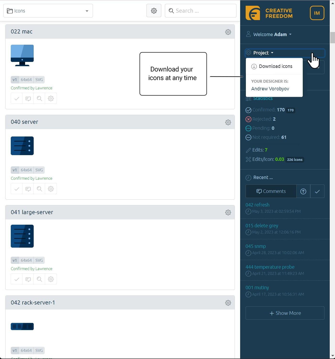 Icon Manager - Download your icons at any time