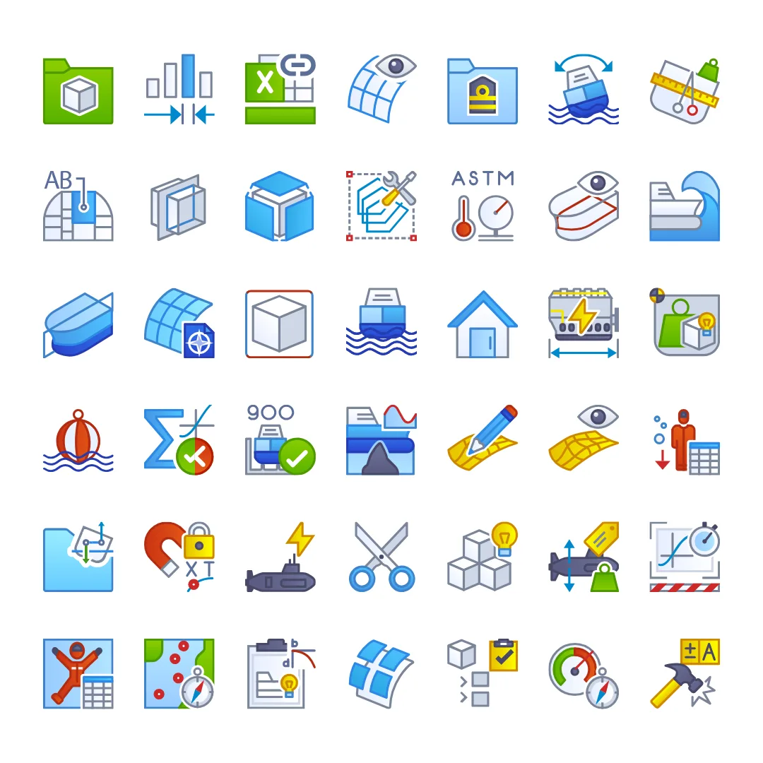 Icon Design Portfolio Project for QinetiQ Paramarine Software