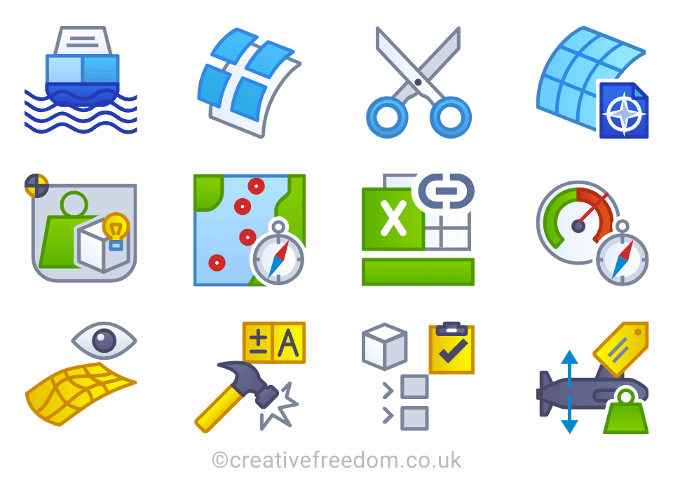 Custom CAD Software icons for QinetiQ Paramarine software