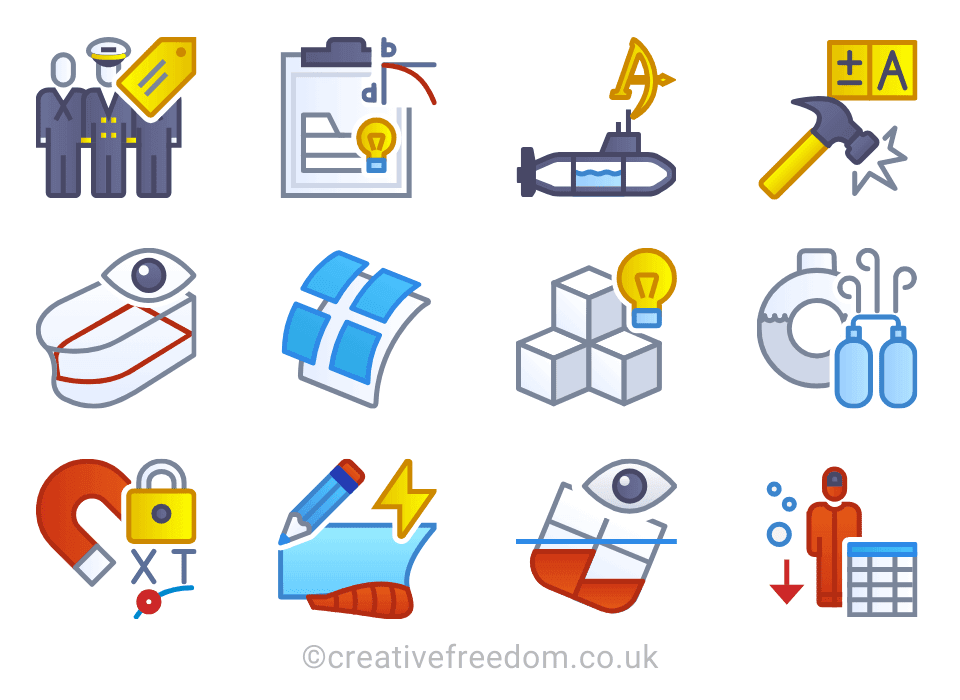 Custom SVG icons for QinetiQ Paramarine software