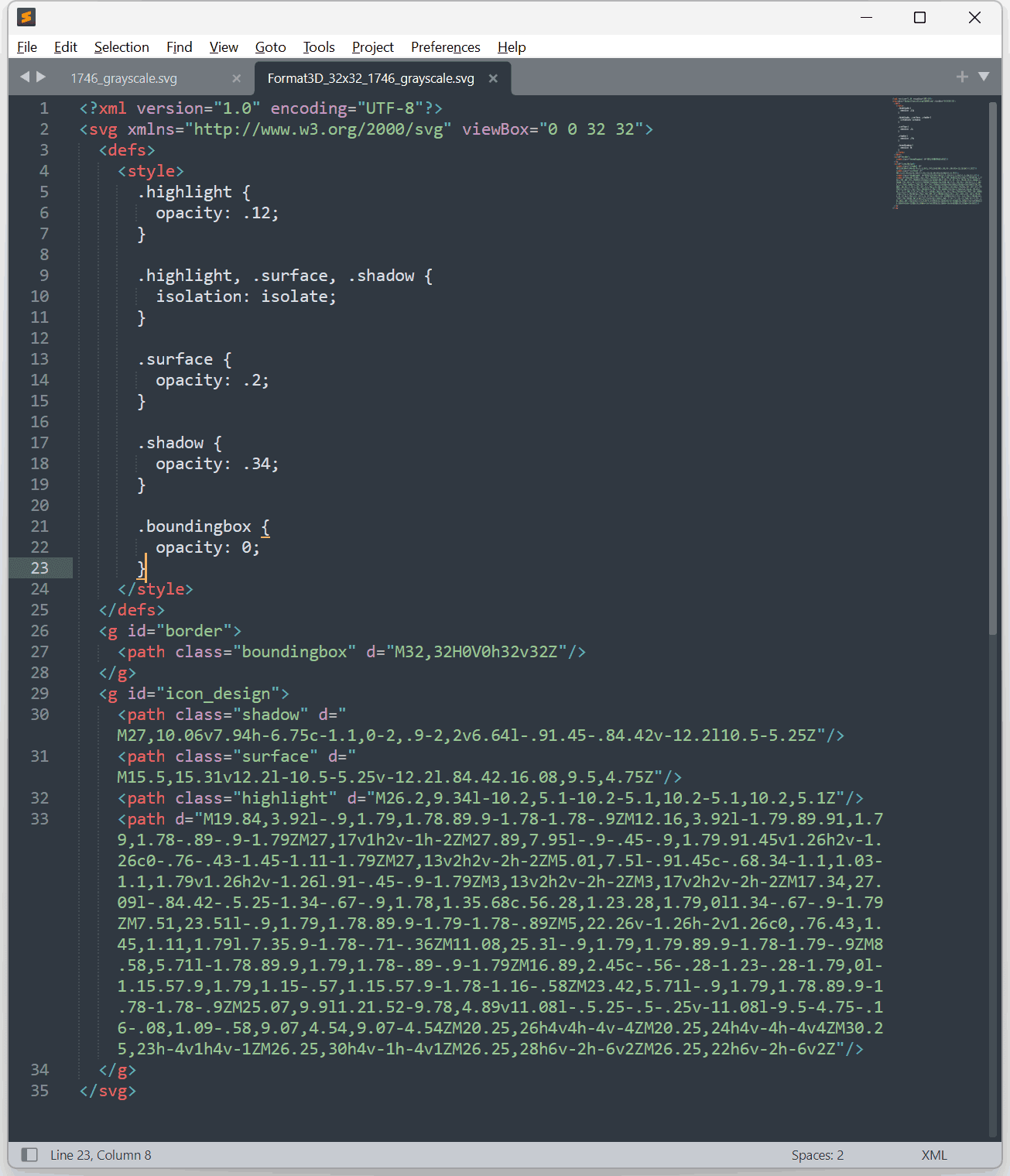 SVG XML output with internal CSS for dynamic UI icon styling