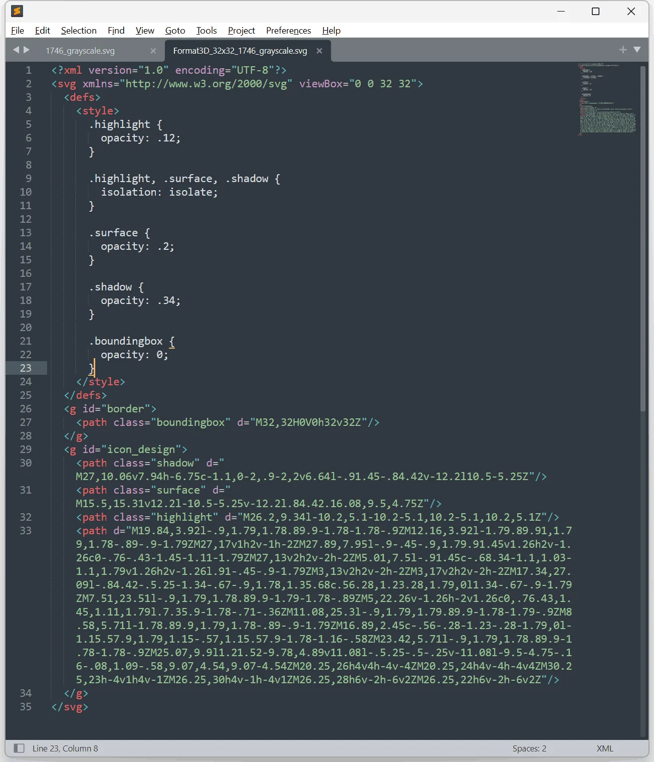 SVG XML output with internal CSS for dynamic UI icon styling