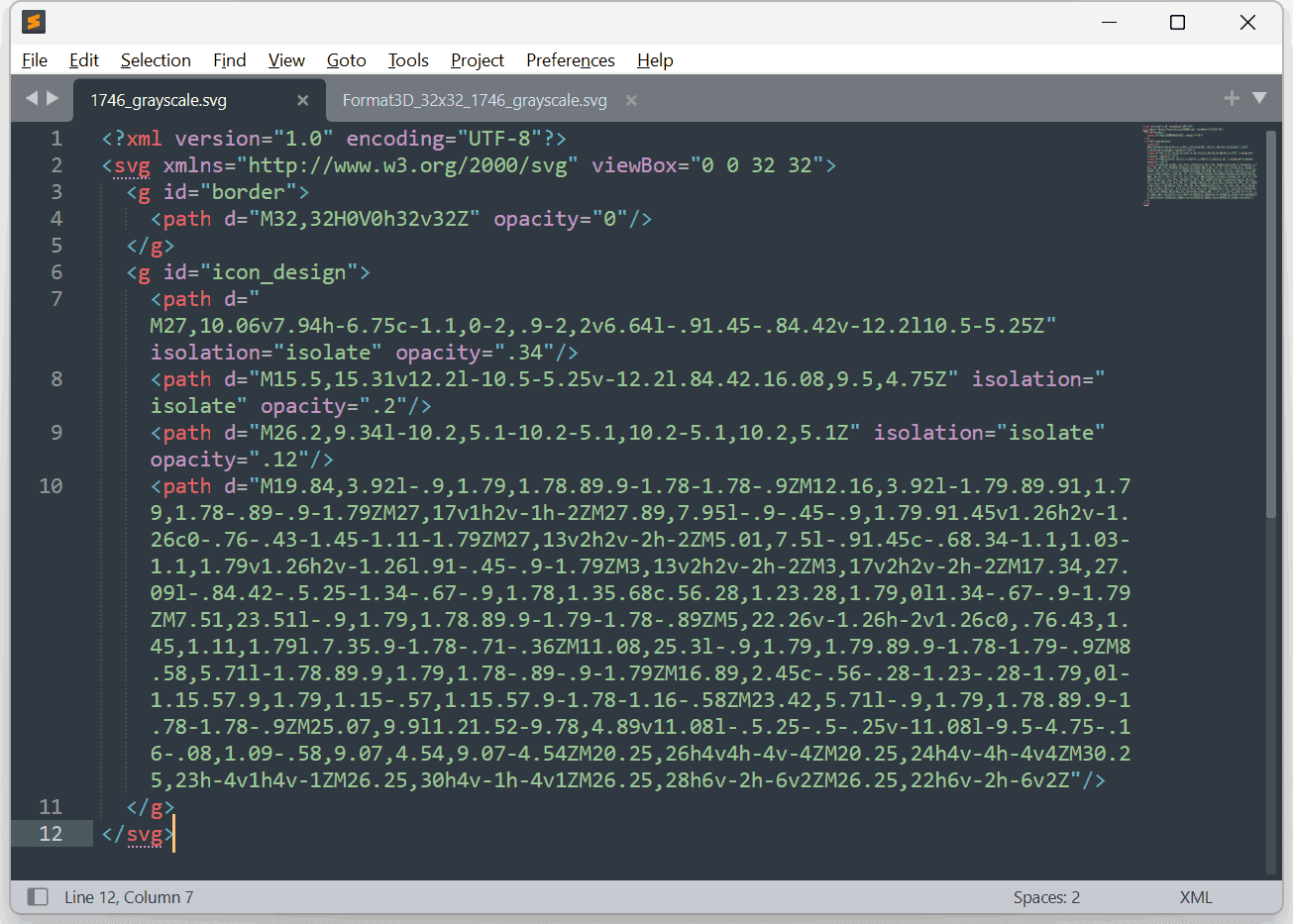 SVG XML output example using Presentation Attributes for UI icons