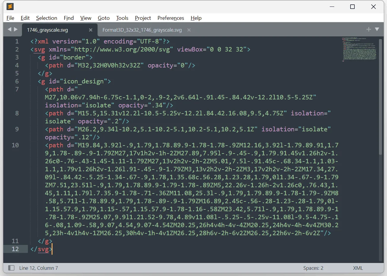 SVG XML output example using Presentation Attributes for UI icons