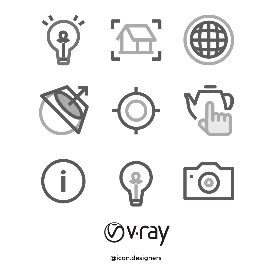 CAD Software Icons for V-Ray Plugin Suite