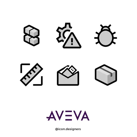 Custom Designed CAD Icons in Material Icon Style for Aveva CAD Software