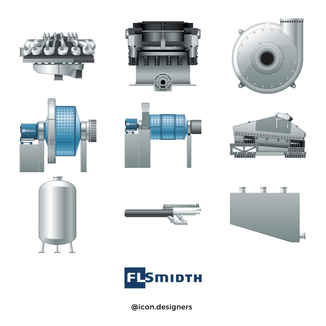 3D SVG Icons for FLSmidth Mining Software
