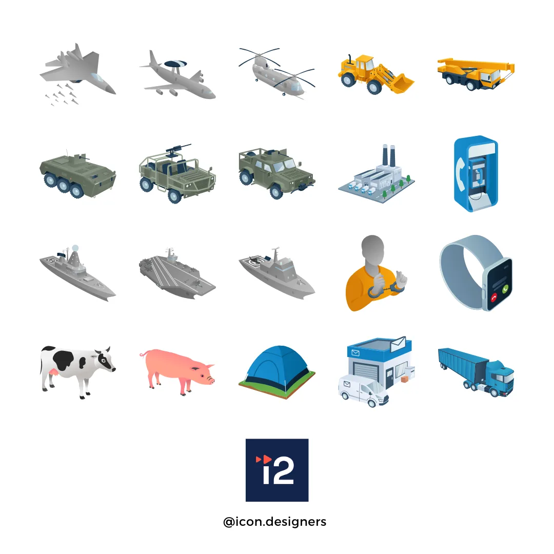Custom 3D UI Icons for Criminal Intelligence Analytics Software from i2