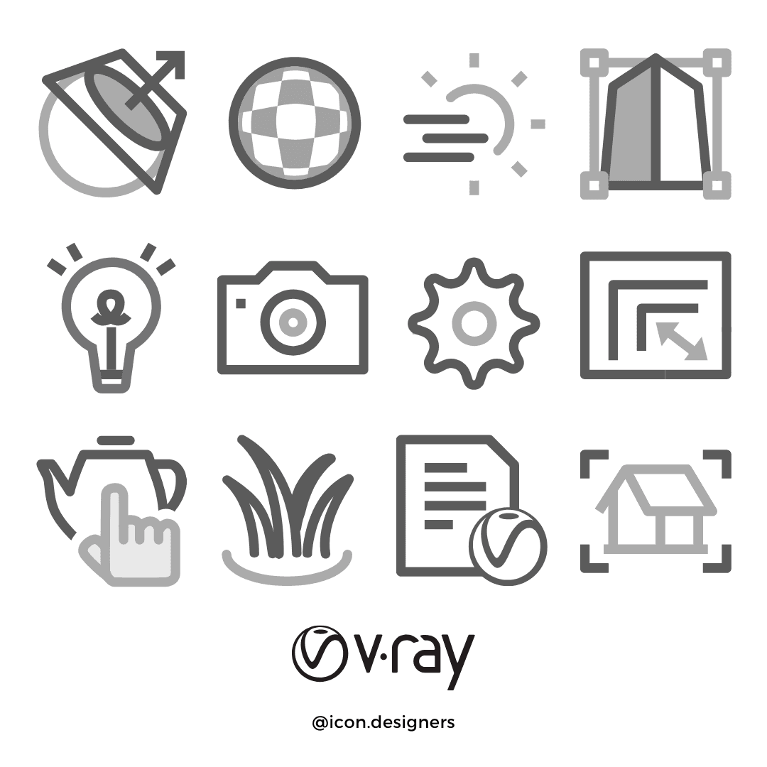 Custom Software UI Icons for V-Ray CAD Plugin