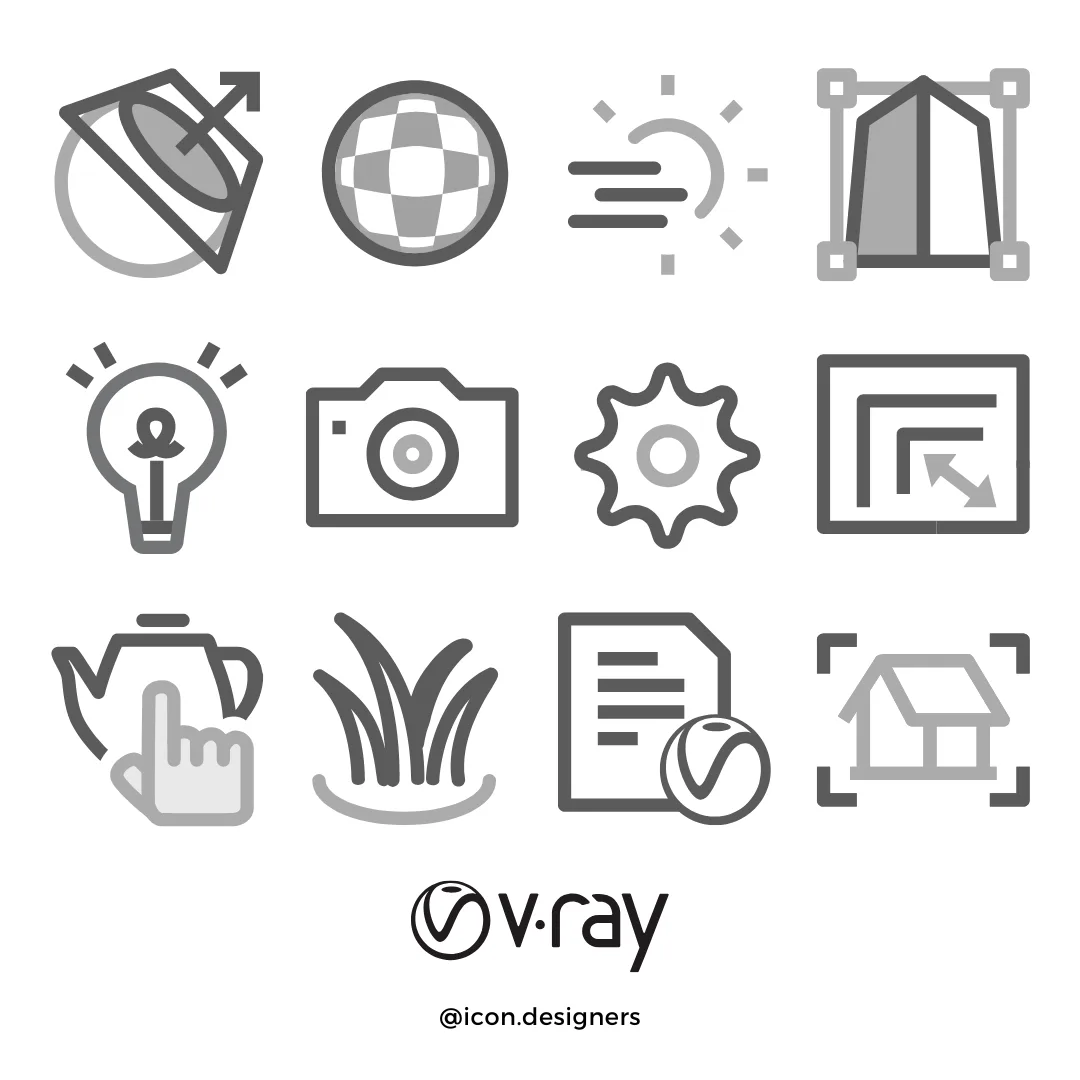 Custom Software UI Icons for V-Ray CAD Plugin