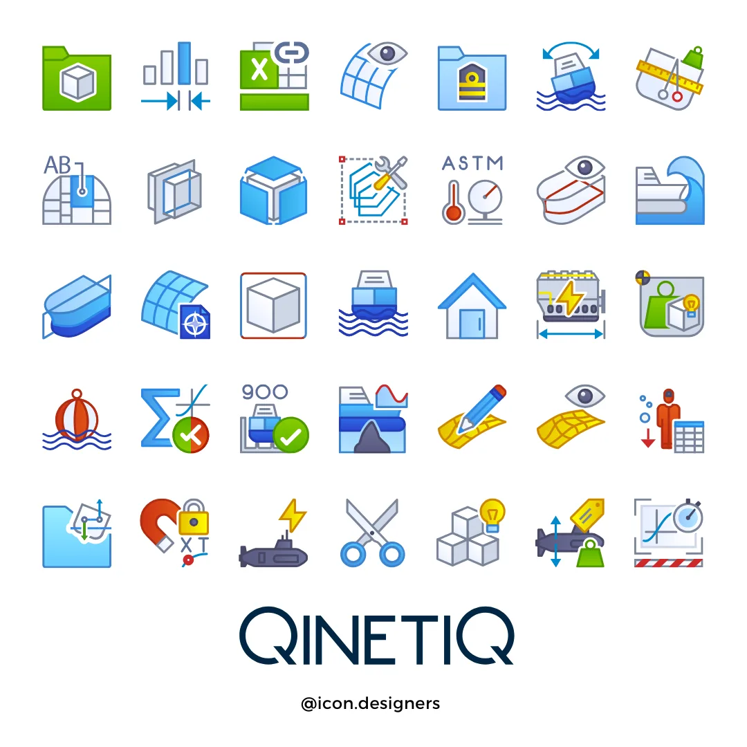 Custom Vector Marine CAD Icon Design for QinetiQ Paramarine Software