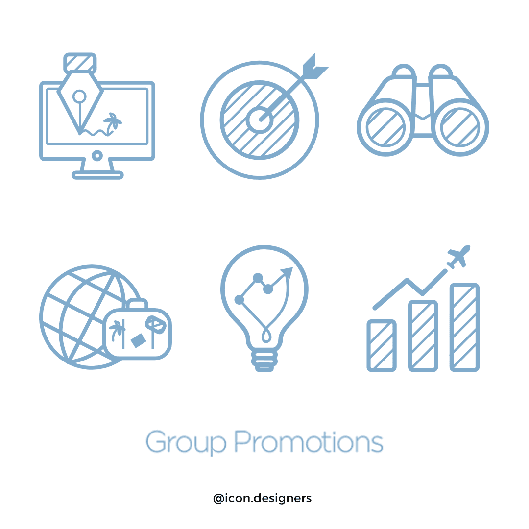 Our Icon Designers created a simple clean set of Web Icons for Group Promotions