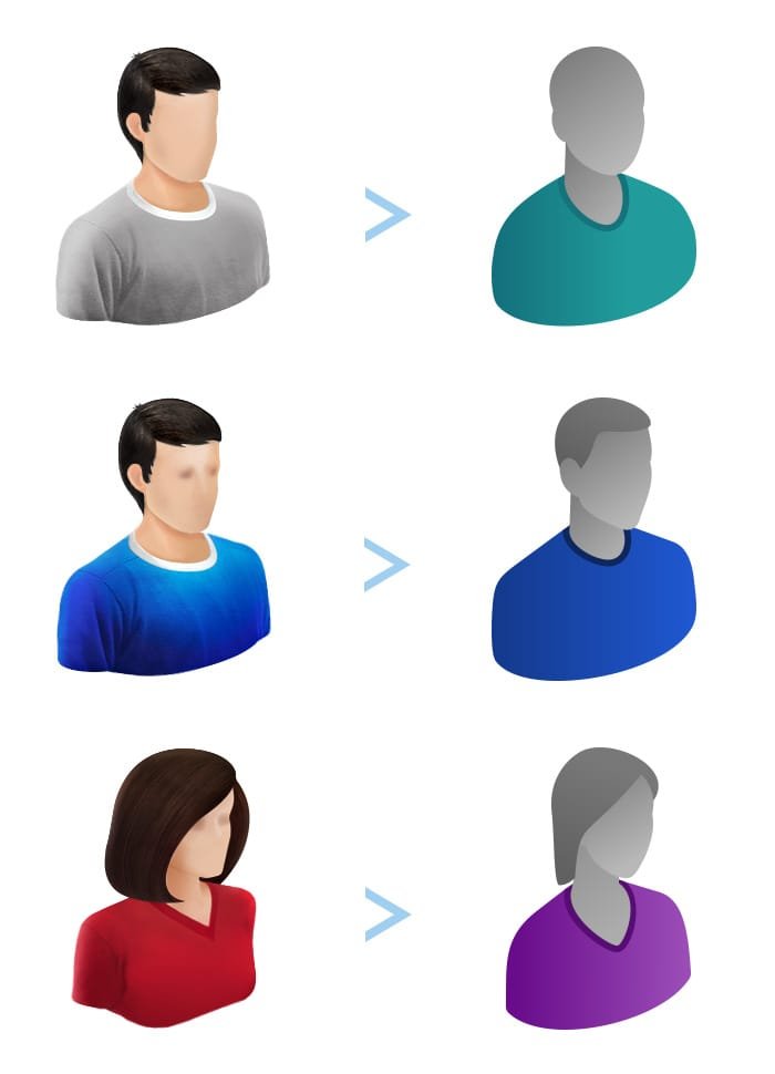 Compare people icon styles - 3D PNG Icons vs 3D SVG Icons