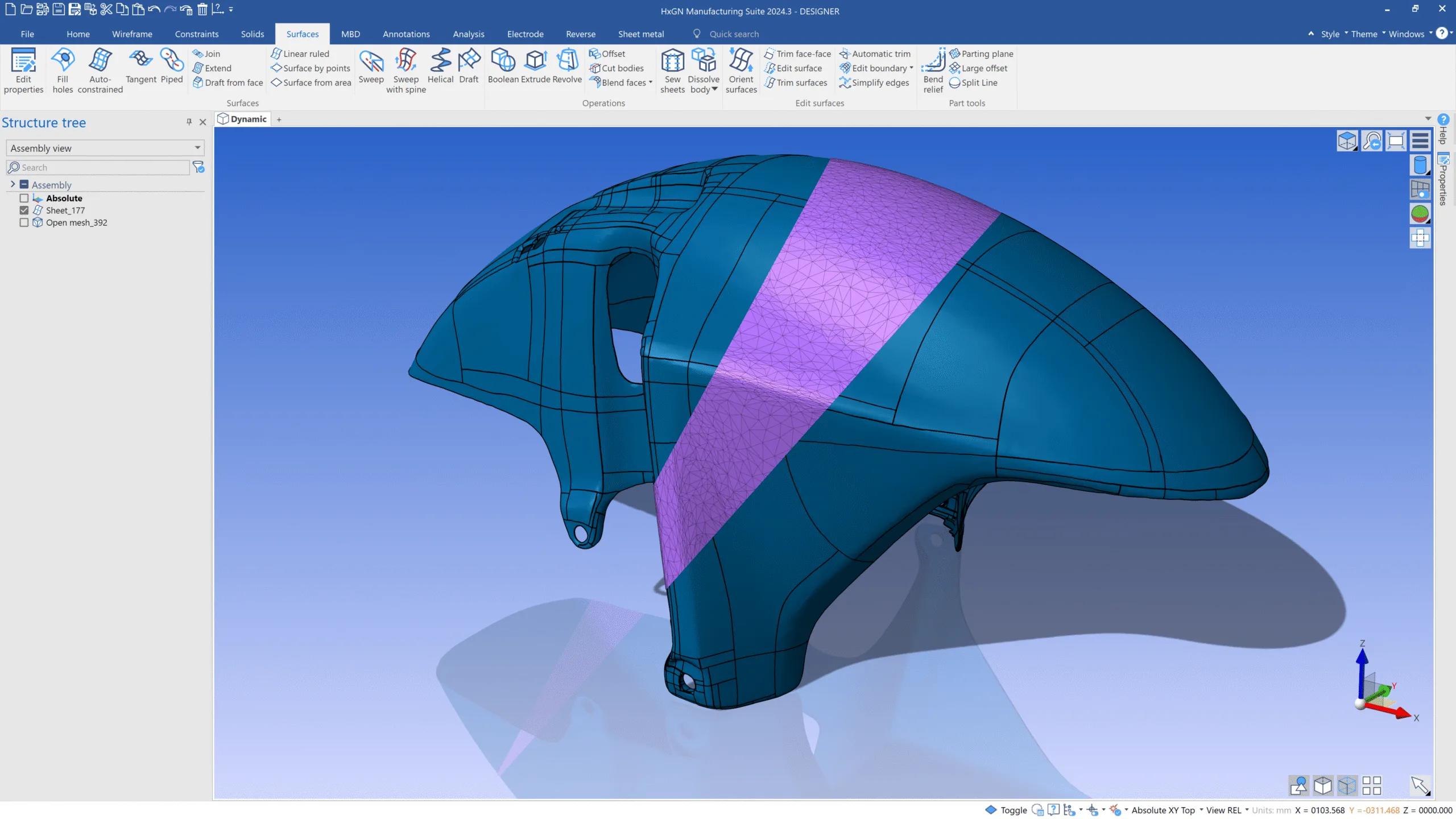 Example of complex CAD toolbar layout