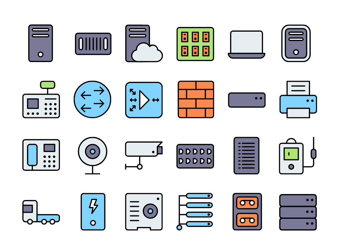 Custom Colourful Icon Set for Mutiny Network Software