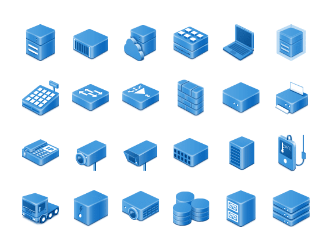 Customized 3D Network Software Icons for Mutiny