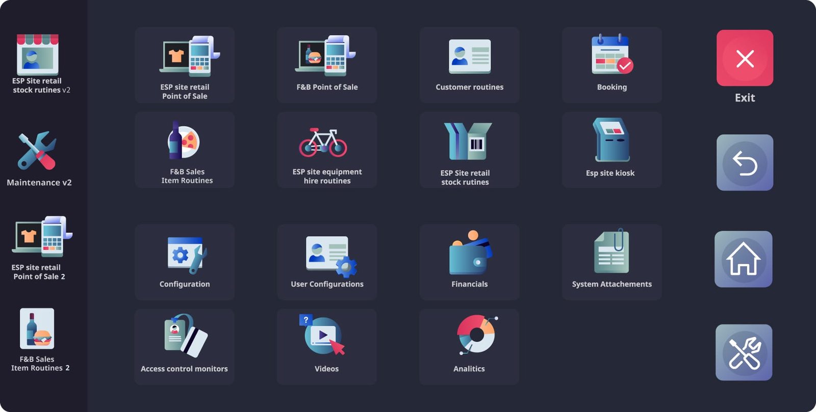 Custom UI icons for ESP Elite software interface