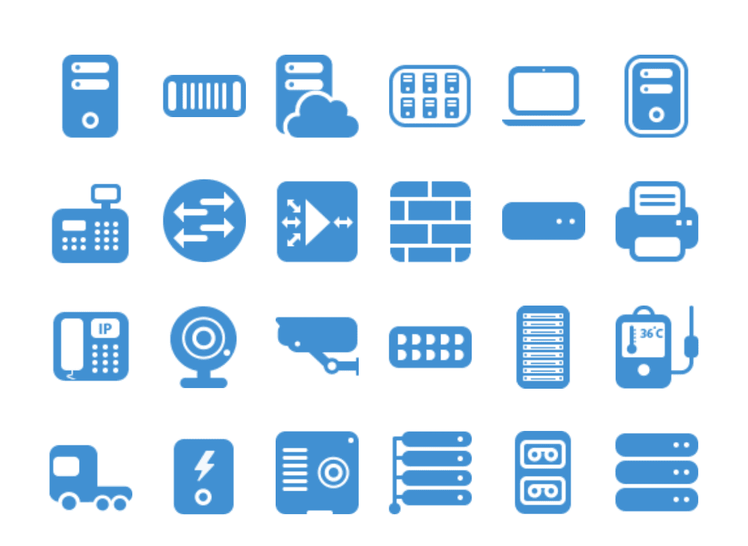 Flat Customized Network Software Icons for Mutiny
