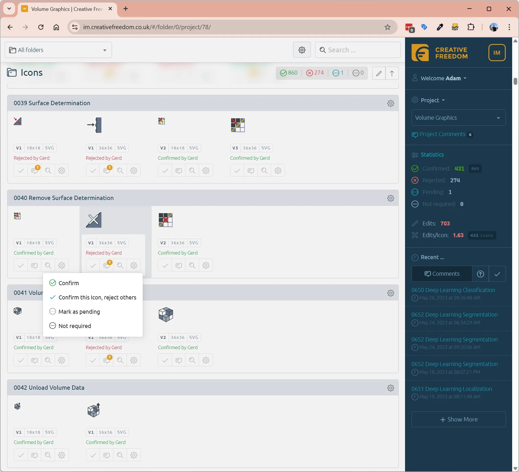 Screenshot of Icon Manager managing a CAD icon set