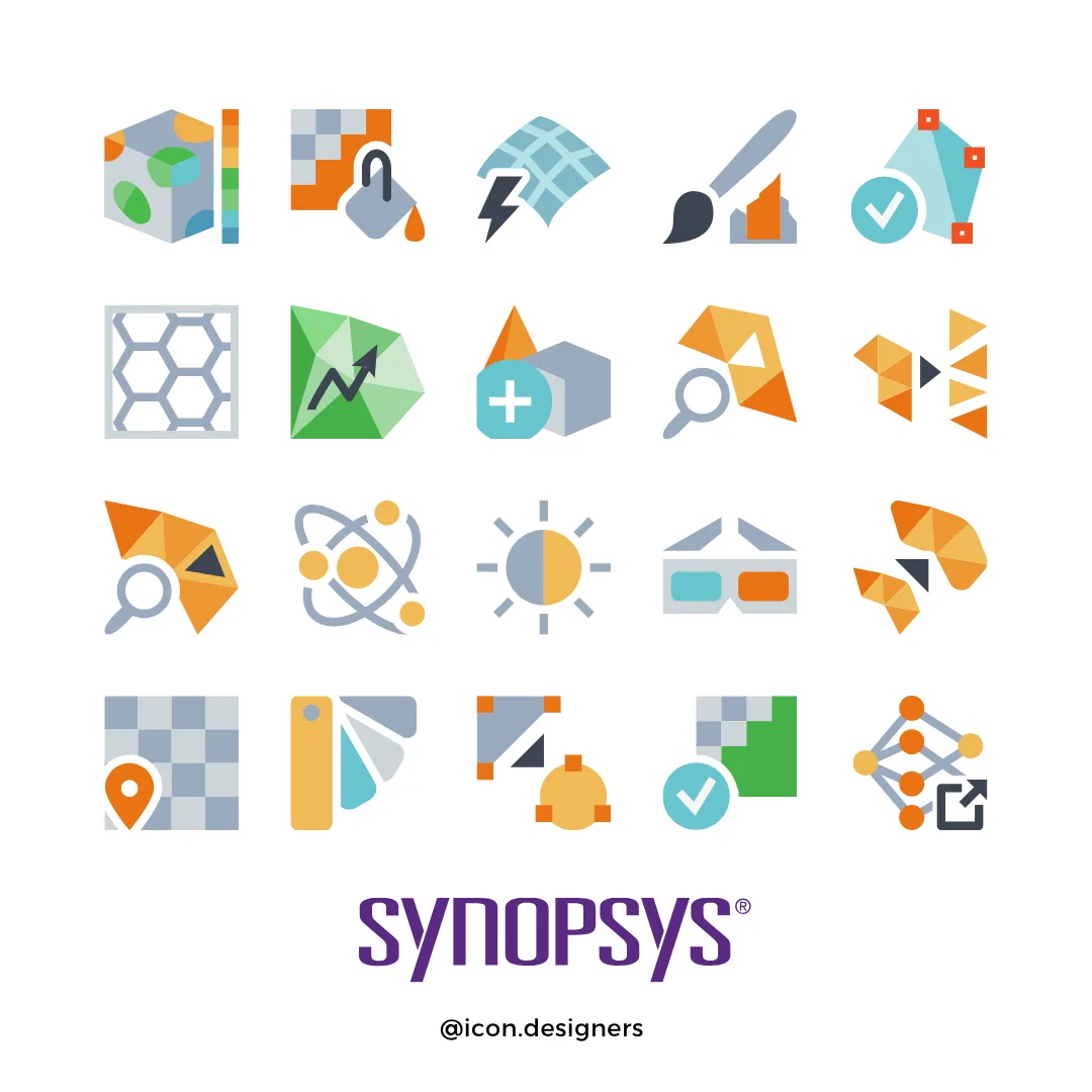 Complex CAD Software UI Icons for Synopsys